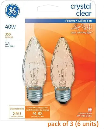 GE 40891 40W Facet Fan Bulbs - 6 Pack