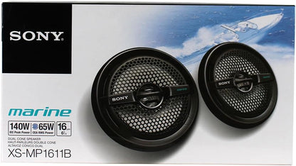 Sony XSMP1611B 6.5" Dual Cone Marine Speakers Black