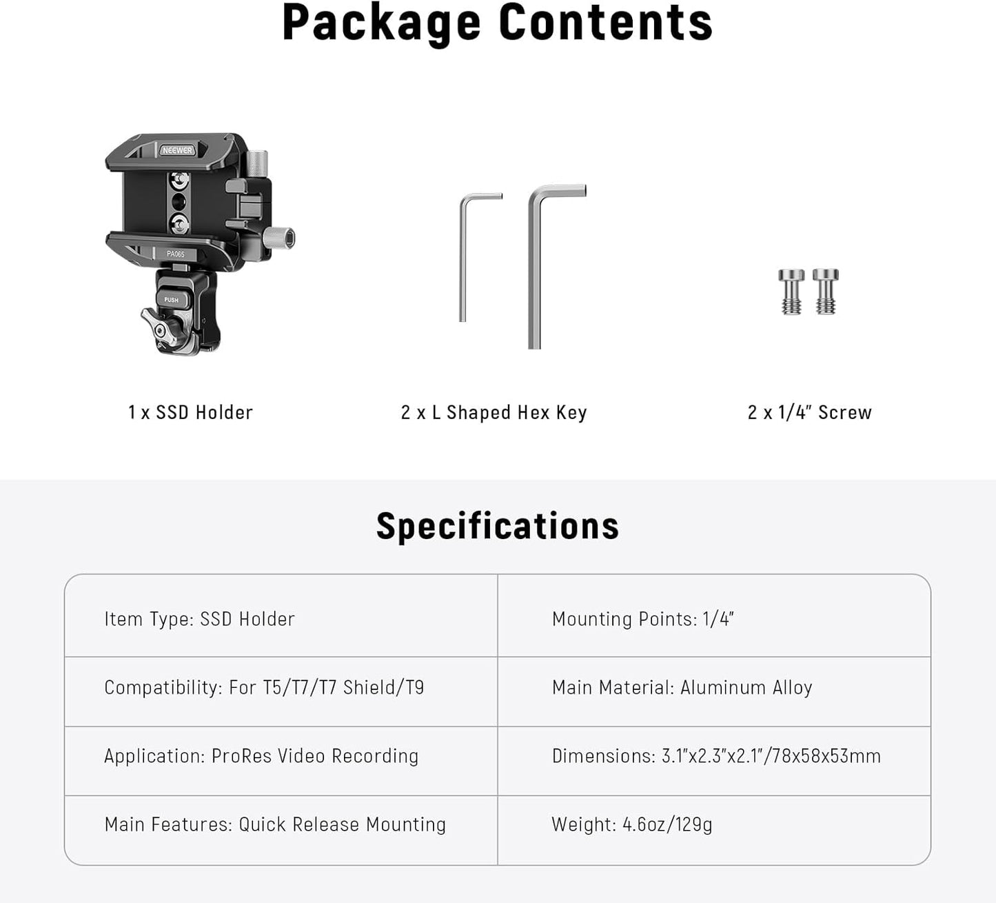 Neewer 10105212 Adjustable Quick Release SSD Holder