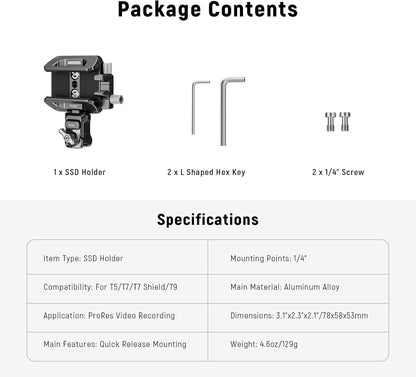 Neewer 10105212 Adjustable Quick Release SSD Holder