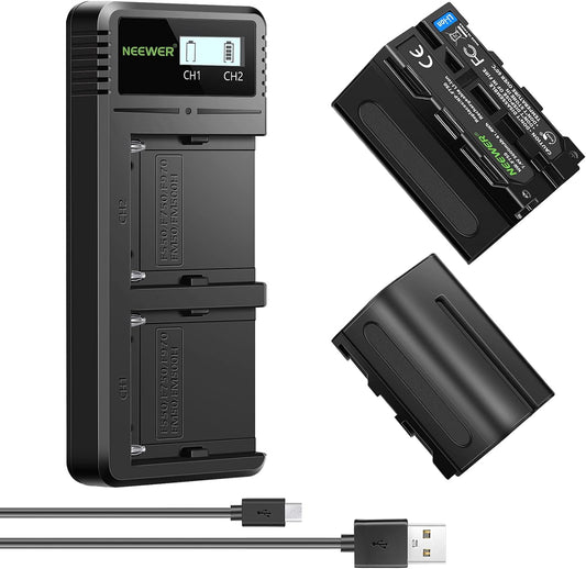 Neewer 10099856 Dual USB Charger + 2x NP-F750 Batteries