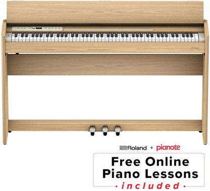 Roland F701 88-Key Digital Piano Light Oak Bundle