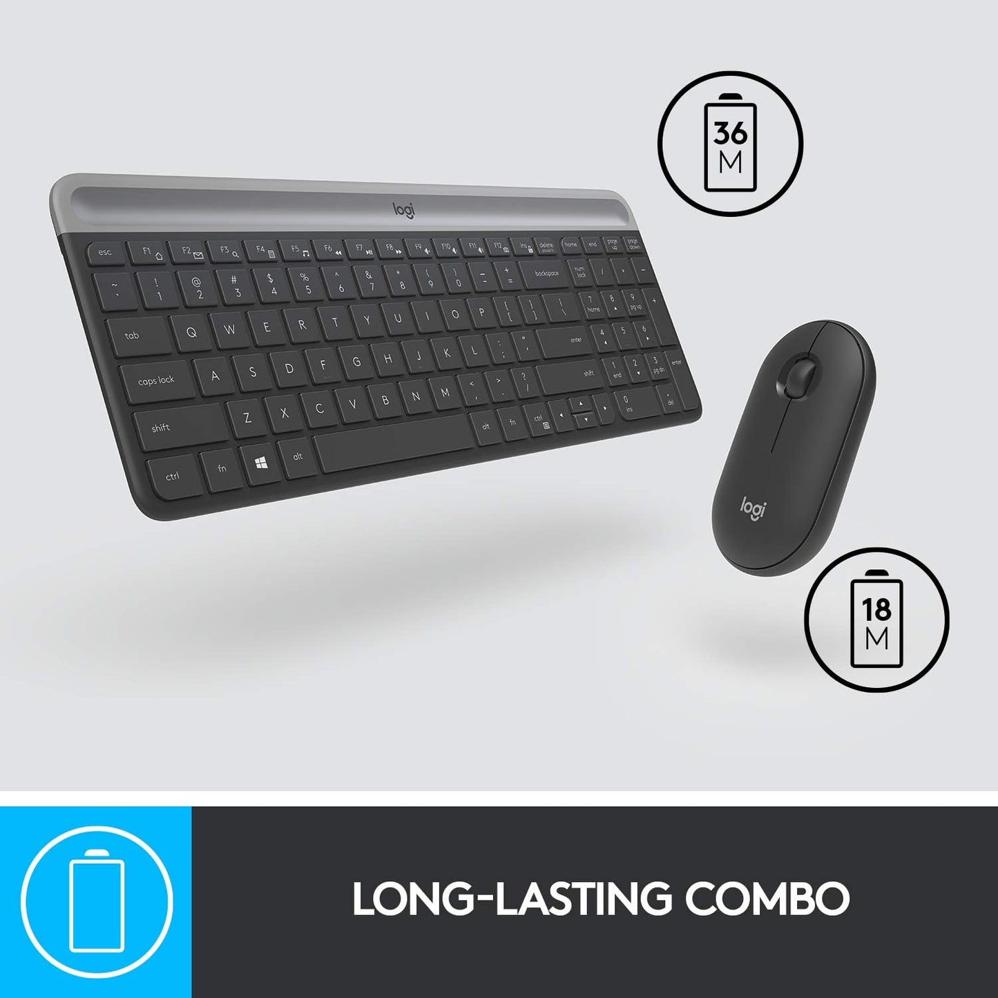 Logitech 920-009437-cr MK470 Slim Wireless Combo Graphite Renewed