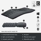 Logitech 920-009166-cr Ergo K860 Wireless Ergonomic Keyboard (Renewed)