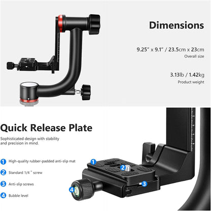 Neewer 10099646 Gimbal Tripod Head Heavy Duty