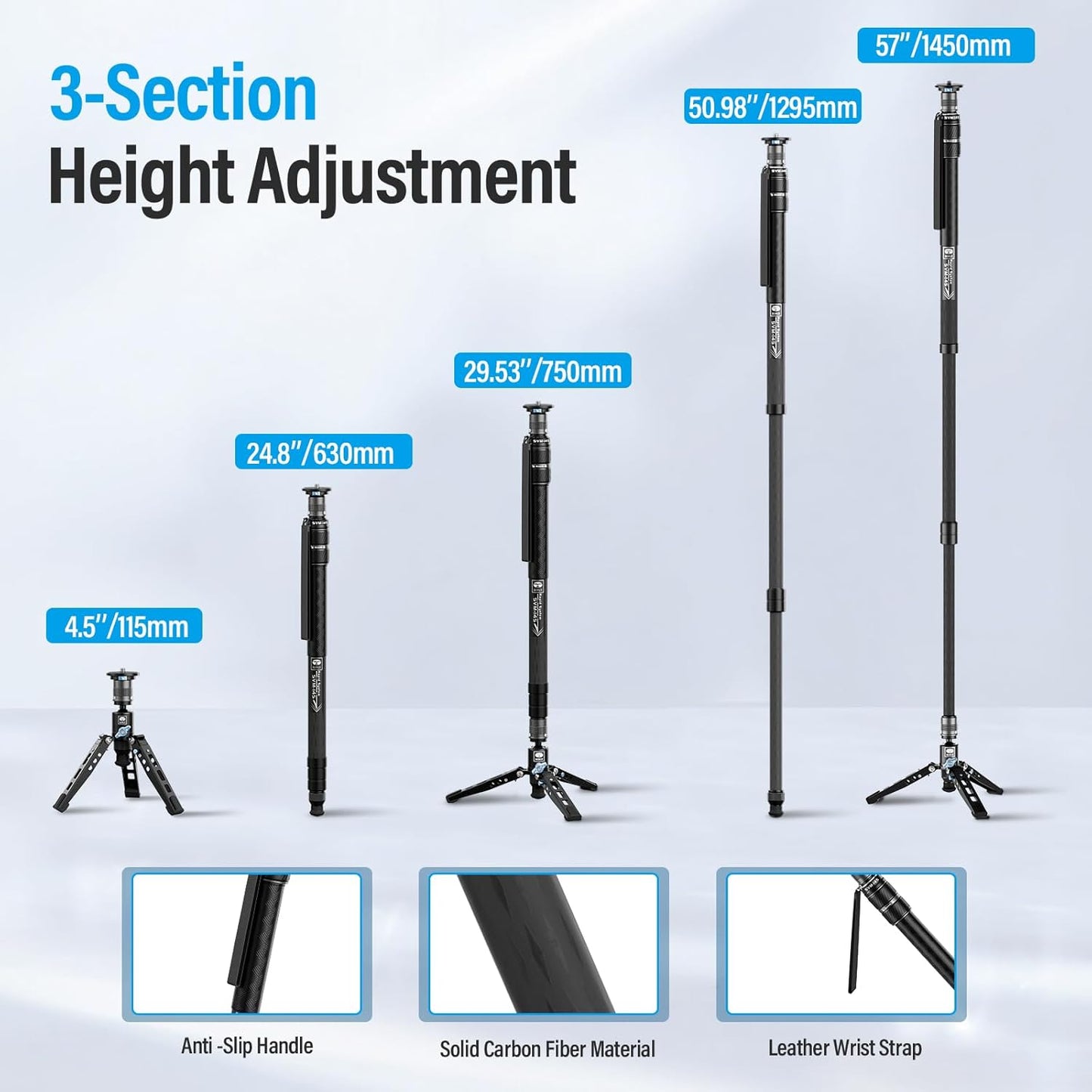 Sirui SIRUI 145 Rapid Carbon Fiber Monopod with Feet