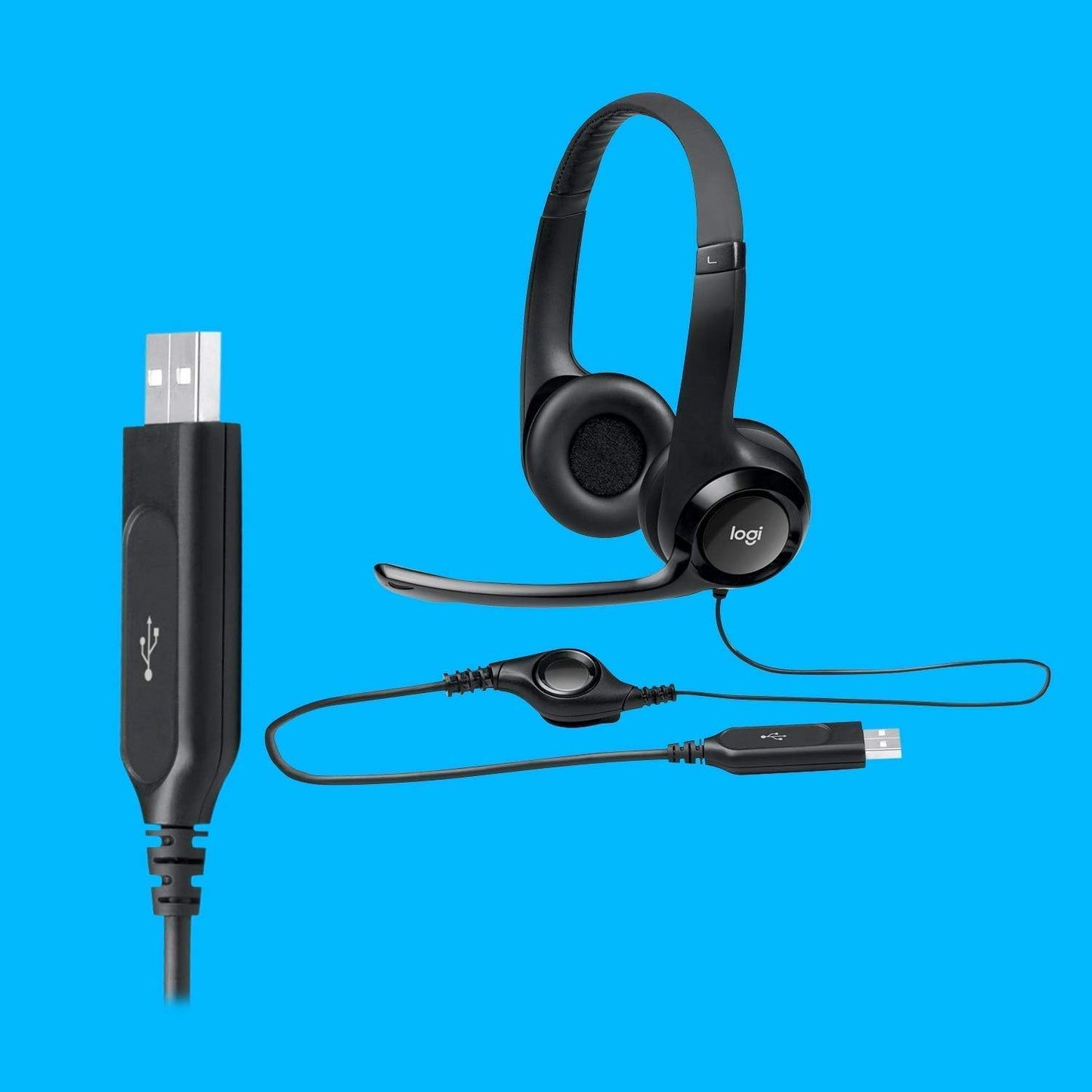 Logitech H390 USB Computer Headset Noise Canceling Microphone Renewed