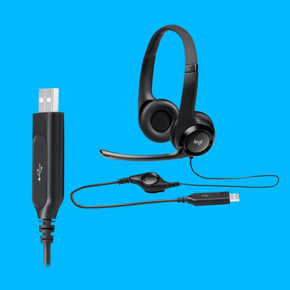 Logitech H390 USB Computer Headset Noise Canceling Microphone Renewed