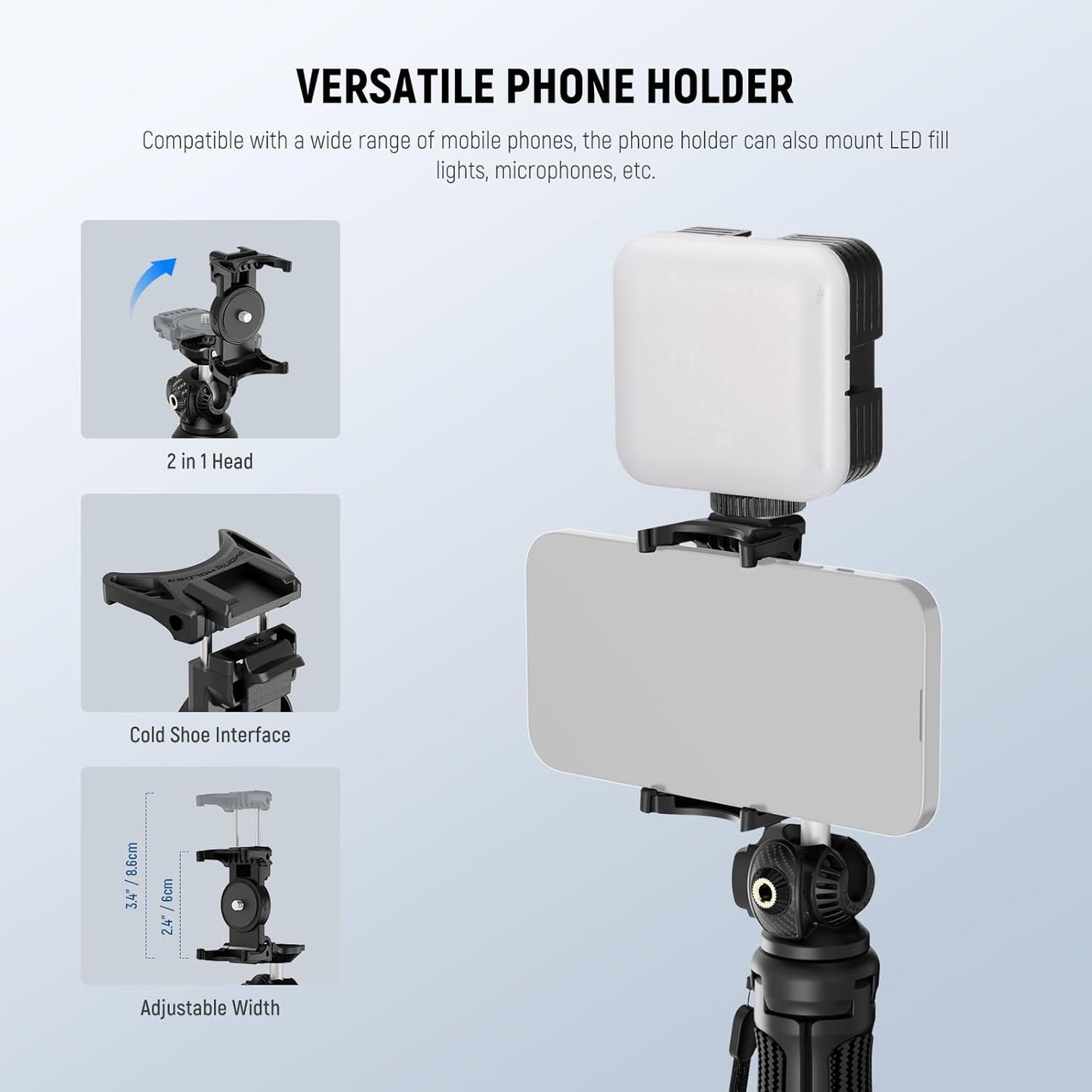 Neewer TP38 Phone Camera Tripod - Extendable Selfie Stick