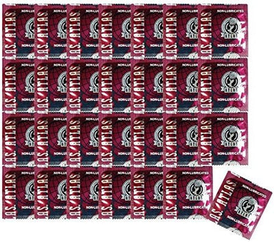 Atlas 5938 Premium Non-Lubricated Latex Condoms Bulk 100-Pack