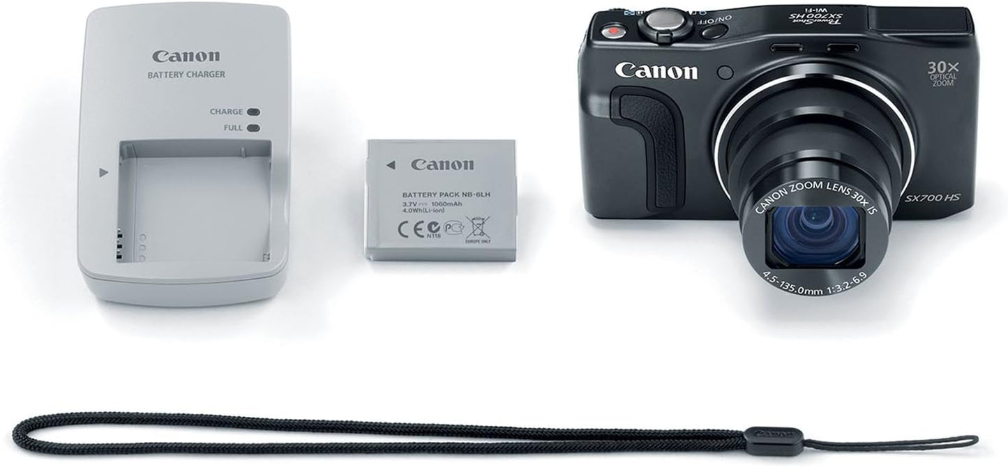 Canon 9338B001AA PowerShot SX700 HS WiFi Camera - Black