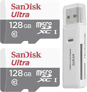 SanDisk SDSQUNR-128G 128GB Ultra microSD 2-Pack with Reader