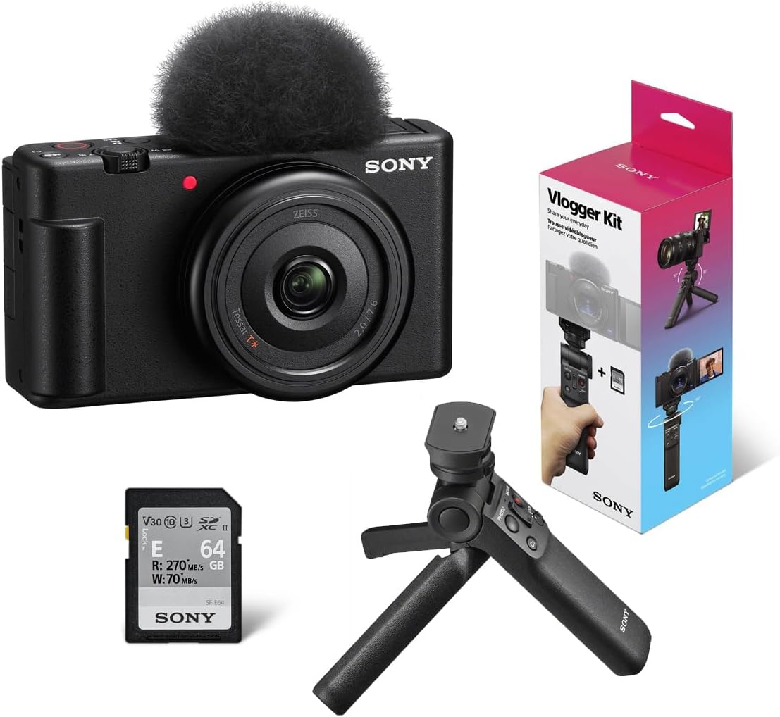 Sony ZV-1F Vlogging Camera: Wide Angle Lens + Kit