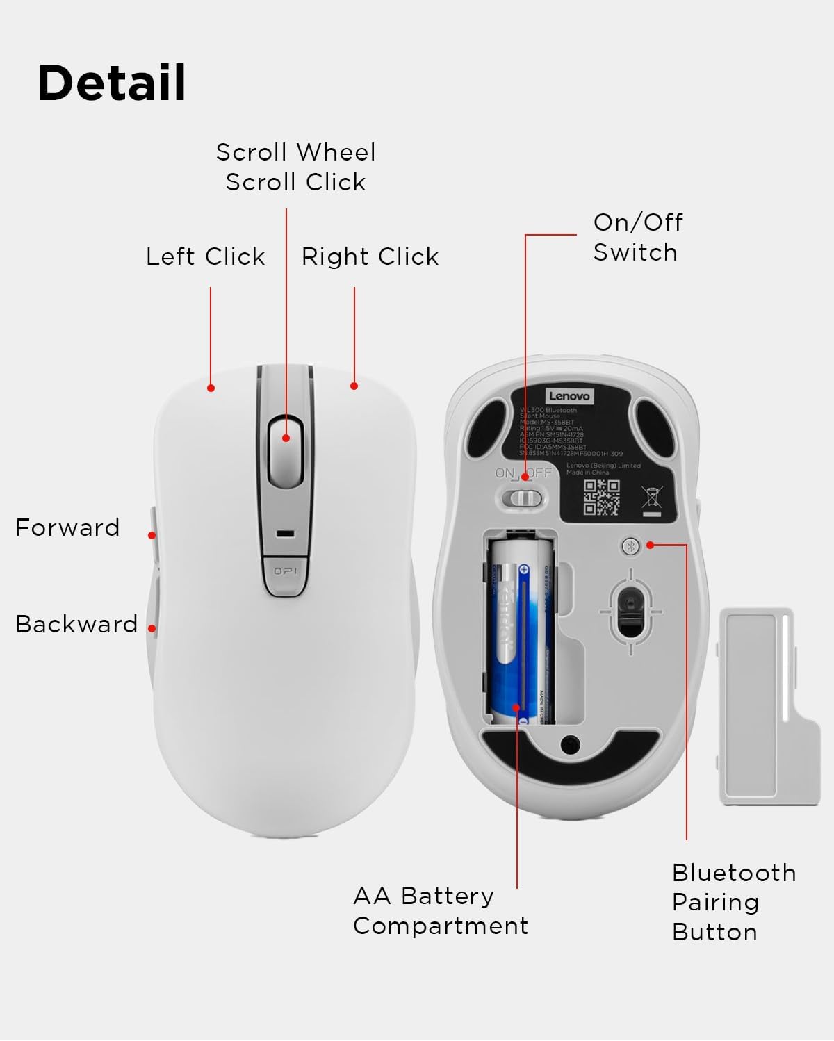 Lenovo 4Y51N41591 Bluetooth Silent Mouse - White