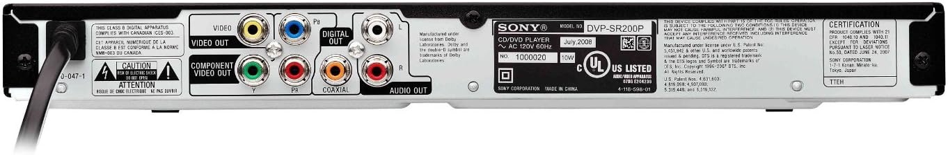 Sony DVP-SR200/B DVD Player Progressive Scan Black