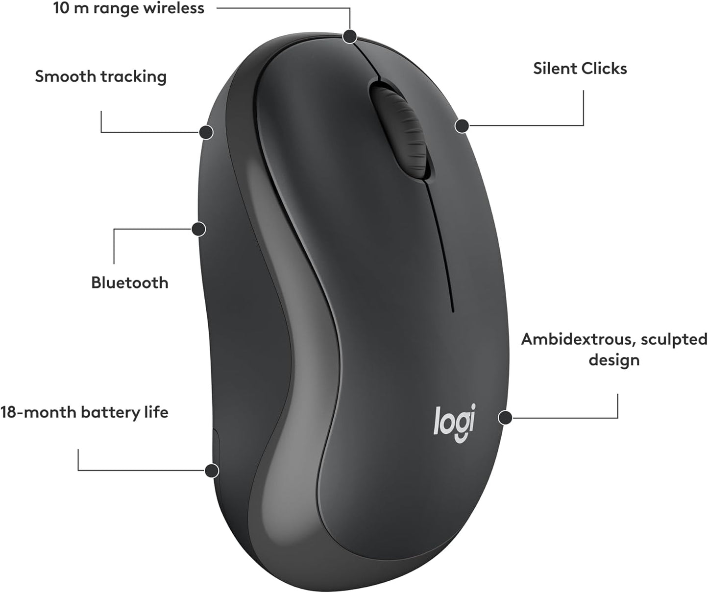 Logitech 910-007113 M240 Silent Bluetooth Wireless Mouse - Graphite