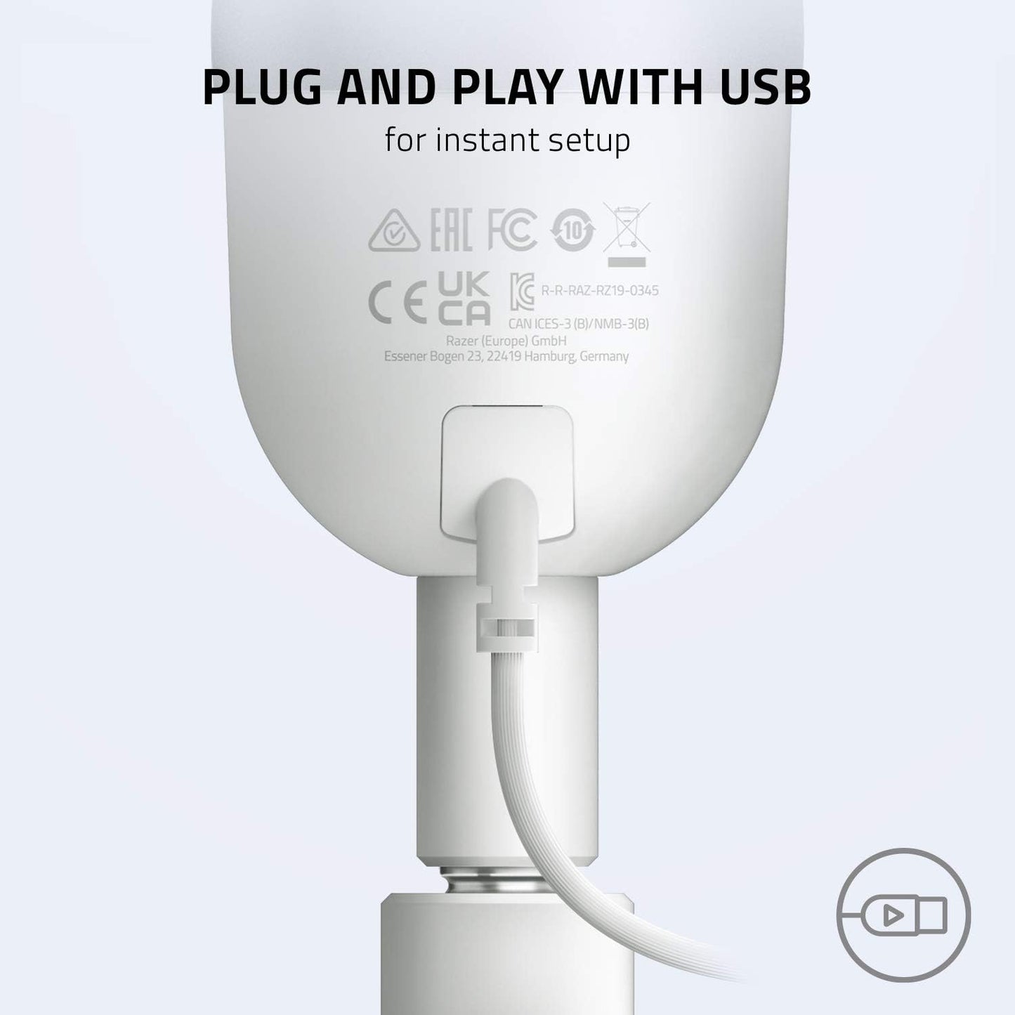 Razer RZ19-03450300-R3M1 Seiren Mini USB Microphone - Mercury White (Renewed)
