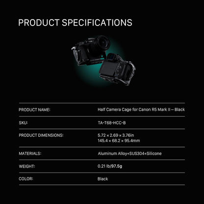 Tilta TA-T68-HCC-B Canon R5 Mark II Half Camera Cage