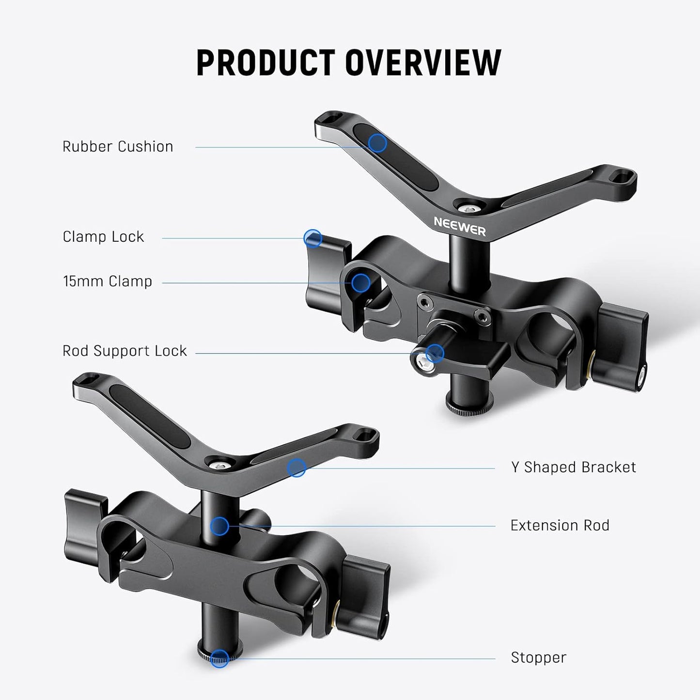 Neewer 10102034 Camera Lens Support 15mm Rod Rail