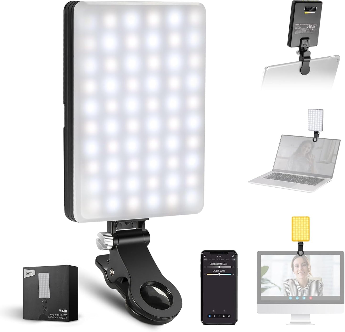 Neewer 10104980 VL67B Phone Selfie Light with APP Control