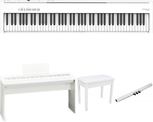 Roland FP-30X Digital Piano with Speakers White Home Bundle