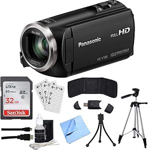 Panasonic E2PNHCV180K Full HD Camcorder 50x Zoom - Black Bundle