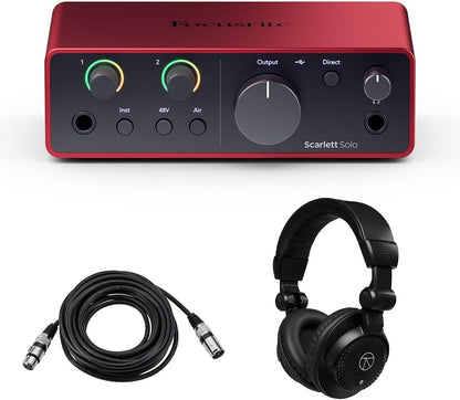 Focusrite Scarlett Solo 4th Gen USB Audio Interface Bundle