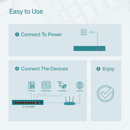 TP-Link TL-SF1009P 9-Port Fast Ethernet PoE+ Switch