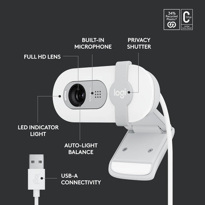 Logitech 960-001616 Brio 100 Full HD 1080p Webcam - Off White