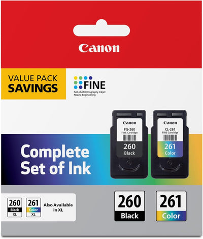 Canon 3725C006 PG-260/CLI-261 Ink Value Pack, 2 Cartridges