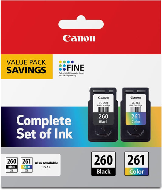 Canon 3725C006 PG-260/CLI-261 Ink Value Pack, 2 Cartridges
