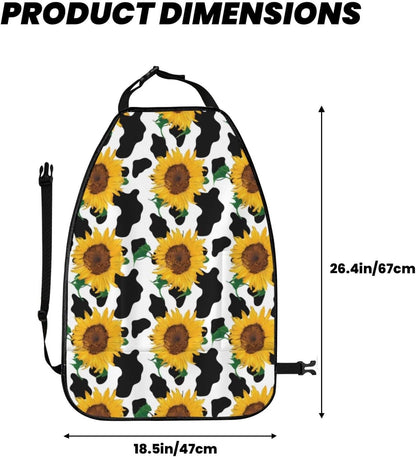 Novastar Car Seat Kick Mats with Organizer Cow Print Sunflower