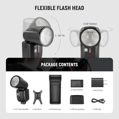 Neewer Z2-C 2.4G TTL Round Head Flash for Canon