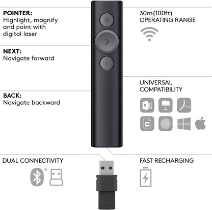 Logitech Spotlight Presentation Remote with Bluetooth Renewed