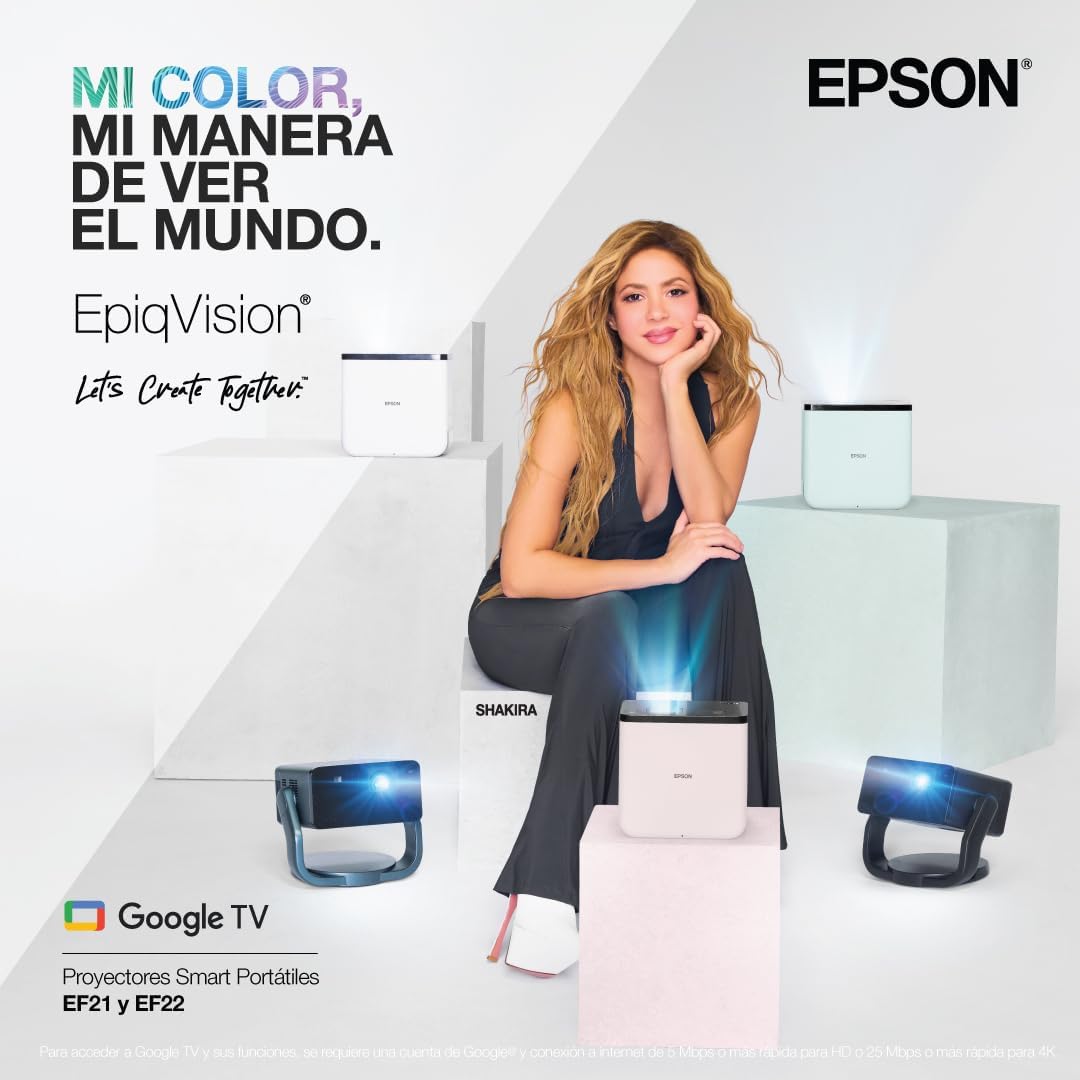 Epson V11HB38420 EpiqVision Mini EF22 Portable Smart Laser Projector