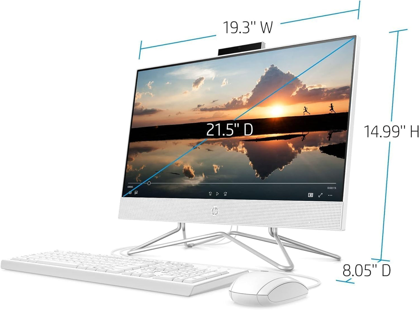 HP 22 All-in-One Desktop - Celeron J4025, 16GB RAM, 512GB SSD, 21.5" FHD
