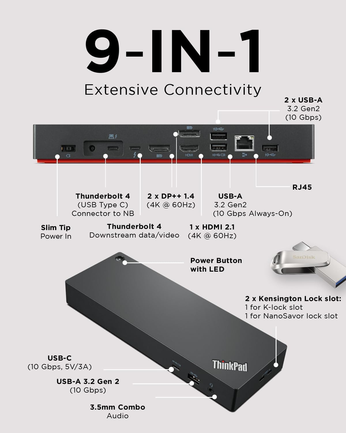 Lenovo ThinkPad Thunderbolt 4 Dock 100W 40B00135UK