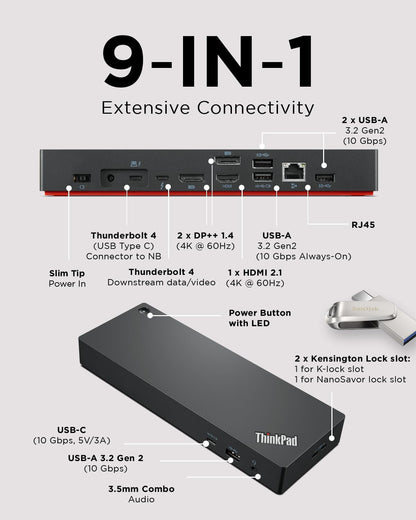 Lenovo ThinkPad Thunderbolt 4 Dock 100W 40B00135UK
