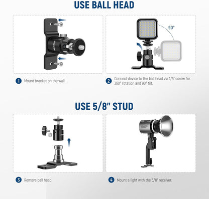 Neewer 10102508 T-Type Wall Mount Studio Light Bracket