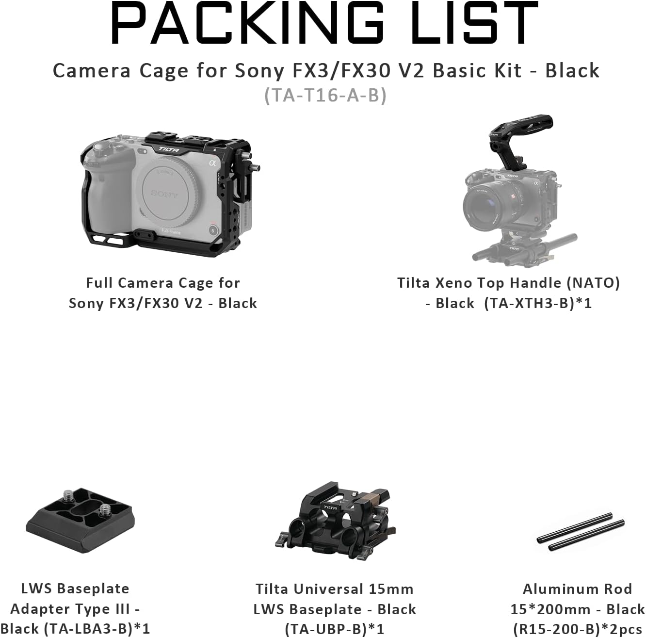 Tilta TA-T16-A-B Camera Cage Basic Kit FX3/FX30 V2 Black
