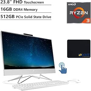 HP 23.8" Touchscreen All-in-One Desktop Ryzen 3, 16GB, 512GB SSD