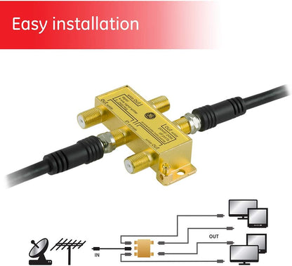 GE 33527 Digital 4-Way Coaxial Cable Splitter 2.5 GHz