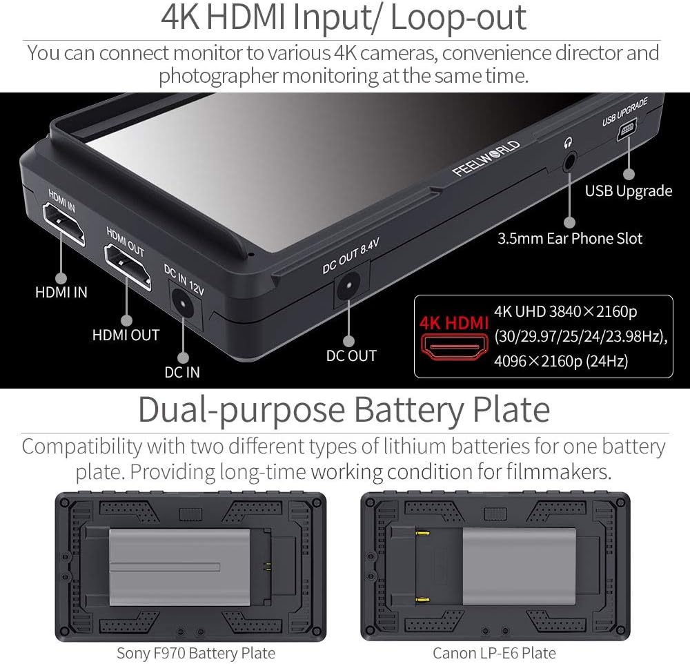 FEELWORLD F5-FBA 5 Inch On-Camera Field Monitor