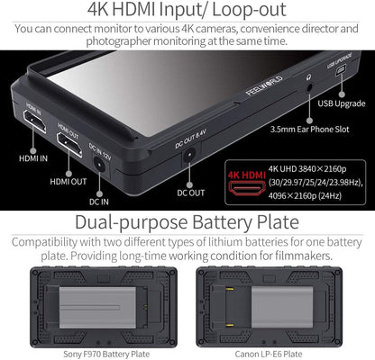 FEELWORLD F5-FBA 5 Inch On-Camera Field Monitor