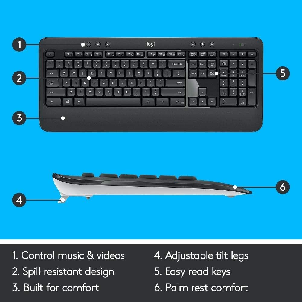 Logitech MK545 Advanced Wireless Keyboard and Mouse (Renewed)