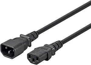 Monoprice 106453 3-Prong Extension Cord - 6 Feet - IEC C14 to C13