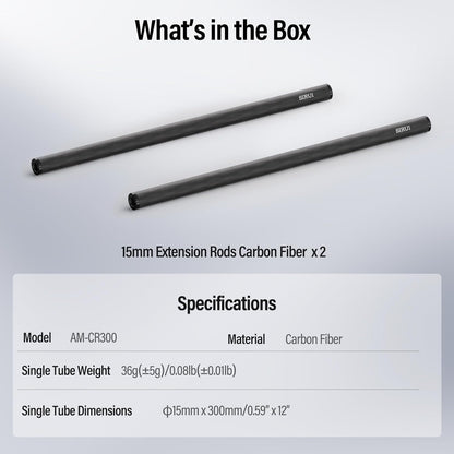Sirui AM-CR300 15mm Carbon Fiber Rods 12inch Camera Rail