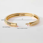 Novastar 14K Gold Plated Flat Ribbed Bangle Bracelet