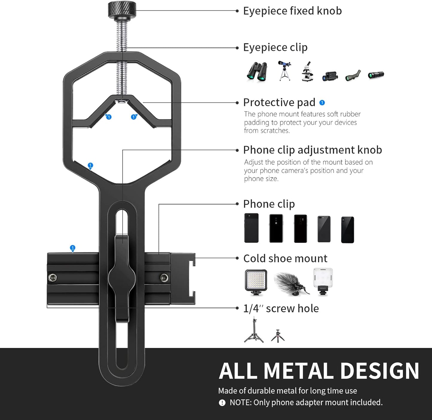 Neewer 40100305 Metal Telescopic Mobile Phone Holder