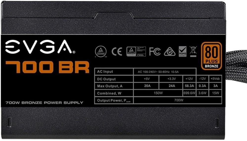 EVGA 100-BR-0700-K1 - 700 BR - 700W 80+ Bronze Power Supply
